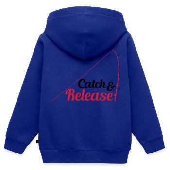 rejeter attraper et relâcher le pêcheur - Sweat Premium à capuche zippé enfant bio - bleu roi - Dos - AI Model Kid Male (0cm)