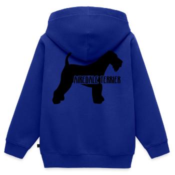Airedale Terrier - Sweat Premium à capuche zippé enfant bio - bleu roi - Dos - AI Model Kid Male (0cm)