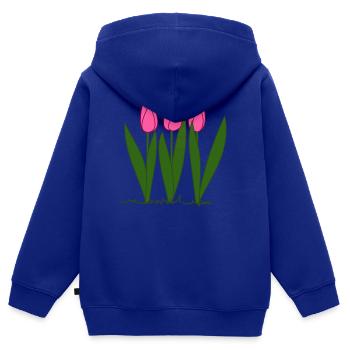 Rosa Tulpen, Frühling, Spring - Kinder Premium Organic Zip Hoodie - Royalblau - Hinten - AI Model Kid Male (0cm)