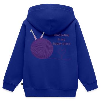 Häkeln ist mein glücklicher Ort - Kinder Premium Organic Zip Hoodie - Royalblau - Hinten - AI Model Kid Male (0cm)