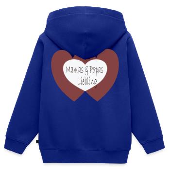 Mamas und Papas Liebling - Kinder Premium Organic Zip Hoodie - Royalblau - Hinten - AI Model Kid Male (0cm)