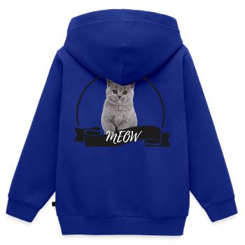 Katze Meow süße Britisch Kurzhaar Mietzekatze grau - Kinder Premium Organic Zip Hoodie - Royalblau - Hinten - AI Model Kid Male (0cm)