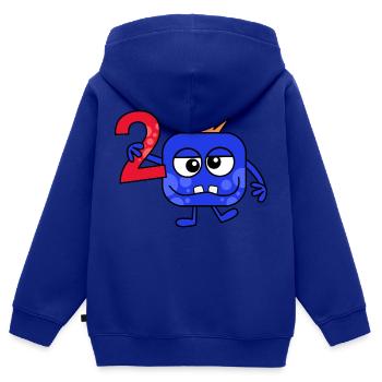 Funny Cartoon Blue Number Two Monster - Kids Premium Organic Zip-up Hoodie - royal blue - Back - AI Model Kid Male (0cm)