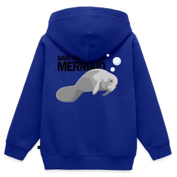 RETTET DIE MOLLIGE MEERJUNGFRAU AKA SEEKUH - Kinder Premium Organic Zip Hoodie - Royalblau - Hinten - AI Model Kid Male (0cm)
