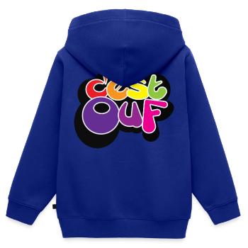 C EST OUF - Sweat Premium à capuche zippé enfant bio - bleu roi - Dos - AI Model Kid Male (0cm)