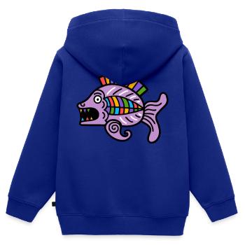 Kultur der Inkas, Fischsymbol - Kinder Premium Organic Zip Hoodie - Royalblau - Hinten - AI Model Kid Male (0cm)