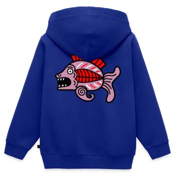 Culture des Incas, symbole du poisson - Sweat Premium à capuche zippé enfant bio - bleu roi - Dos - AI Model Kid Male (0cm)