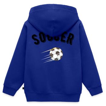 Fußball - Kinder Premium Organic Zip Hoodie - Royalblau - Hinten - AI Model Kid Male (0cm)