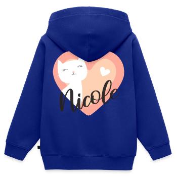 Nicole Nom Prénom Chaton - Sweat Premium à capuche zippé enfant bio - bleu roi - Dos - AI Model Kid Male (0cm)