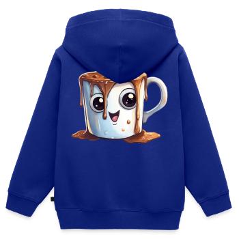 Dessin à l’aquarelle de cacao - Sweat Premium à capuche zippé enfant bio - bleu roi - Dos - AI Model Kid Male (0cm)