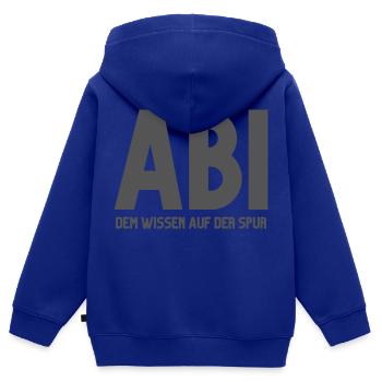 Abi dem Wissen auf der Spur - Kinder Premium Organic Zip Hoodie - Royalblau - Hinten - AI Model Kid Male (0cm)