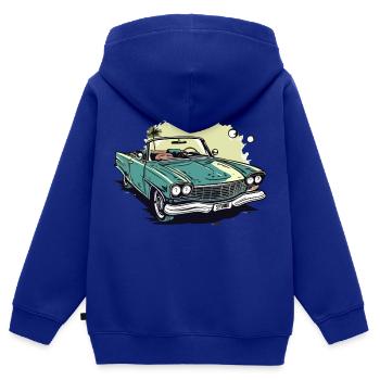 Cabriolet vert et palmier - Sweat Premium à capuche zippé enfant bio - bleu roi - Dos - AI Model Kid Male (0cm)