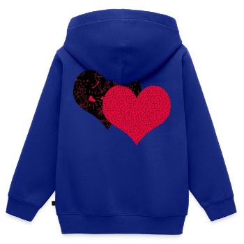 Deux cœurs - Sweat Premium à capuche zippé enfant bio - bleu roi - Dos - AI Model Kid Male (0cm)