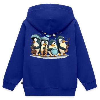 The Penguin Band - Kids Premium Organic Zip-up Hoodie - royal blue - Back - AI Model Kid Male (0cm)