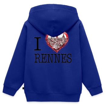 Ich liebe Rennes - Kinder Premium Organic Zip Hoodie - Royalblau - Hinten - AI Model Kid Male (0cm)