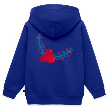 Feuilles et baies de houx de Noël1 - Sweat Premium à capuche zippé enfant bio - bleu roi - Dos - AI Model Kid Male (0cm)