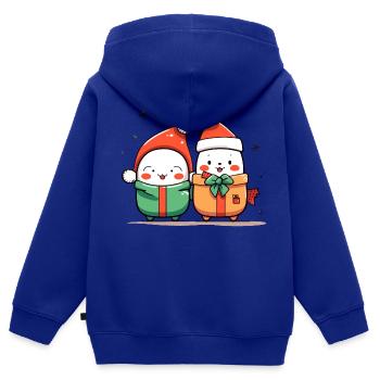 Copains de Noël - Sweat Premium à capuche zippé enfant bio - bleu roi - Dos - AI Model Kid Male (0cm)