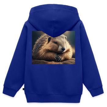 Niedliche Tiere im Winterschlaf – Murmeltier - Kinder Premium Organic Zip Hoodie - Royalblau - Hinten - AI Model Kid Male (0cm)