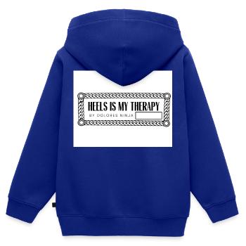 MES CHEMISES THERAPHY RECTANGULAIRES page 0002 - Sweat Premium à capuche zippé enfant bio - bleu roi - Dos - AI Model Kid Male (0cm)