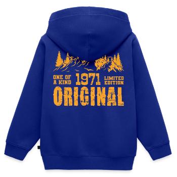 Geburtstagsgeschenk 1971 - 1971 - Kinder Premium Organic Zip Hoodie - Royalblau - Hinten - AI Model Kid Male (0cm)