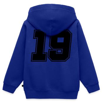 19 - Sweat Premium à capuche zippé enfant bio - bleu roi - Dos - AI Model Kid Male (0cm)
