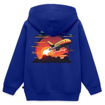 Up, Up, and Chuckles: A Funny Cartoon Airplane Tak - Kids Premium Organic Zip-up Hoodie - royal blue - Back - AI Model Kid Male (0cm)