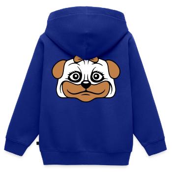 Dog Pug Girl Pretty Bow Woman Female - Kids Premium Organic Zip-up Hoodie - royal blue - Back - AI Model Kid Male (0cm)