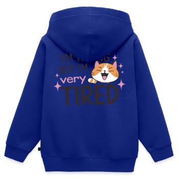 Chat fatigué essayant - Sweat Premium à capuche zippé enfant bio - bleu roi - Dos - AI Model Kid Male (0cm)