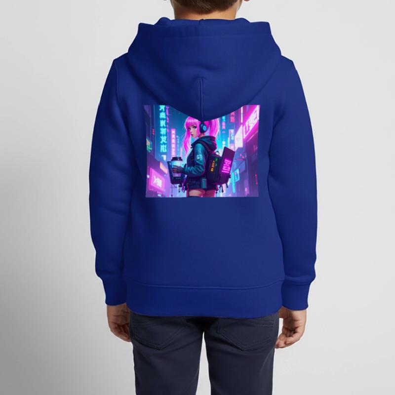 Cyber DJ Coder – Beats, Bytes & Blinks Kinder Premium Organic Zip Hoodie