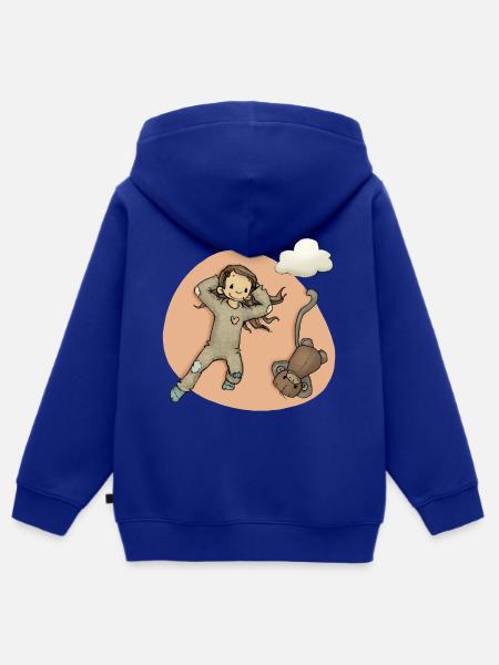 Anouk Mit Affi Beim Träumen - Kinder Premium Organic Zip Hoodie - Royalblau