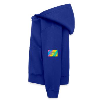 Kunter Mutig Farbexplosion - Kinder Premium Organic Zip Hoodie - Royalblau - Links - AI Model Kid Male (0cm)