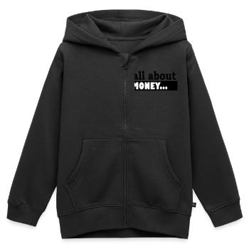 Its all about the Money - Sweat Premium à capuche zippé enfant bio - noir - Devant - AI Model Kid Male (0cm)