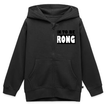 Né pour être fort - Sweat Premium à capuche zippé enfant bio - noir - Devant - AI Model Kid Male (0cm)