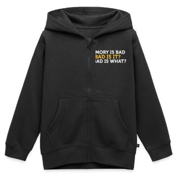 Ma mémoire est mauvaise. Quel mauvais? Quelle? - Sweat Premium à capuche zippé enfant bio - noir - Devant - AI Model Kid Male (0cm)