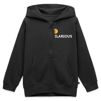 Entspann dich. Ich bin total lustig! - Kinder Premium Organic Zip Hoodie - Schwarz - Vorne - AI Model Kid Male (0cm)