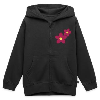 Flower Power two-color floral design - Kids Premium Organic Zip-up Hoodie - black - Front - AI Model Kid Male (0cm)