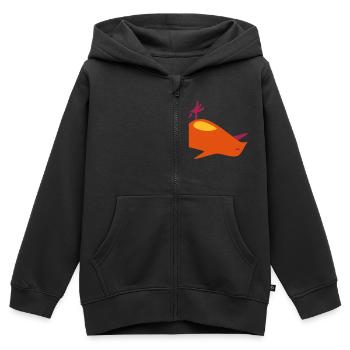 oiseau mort / dead bird (3c) - Sweat Premium à capuche zippé enfant bio - noir - Devant - AI Model Kid Male (0cm)