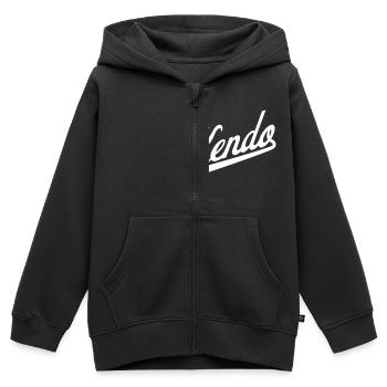 Kendo - Sweat Premium à capuche zippé enfant bio - noir - Devant - AI Model Kid Male (0cm)