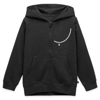 collier _de_ perles_c1 - Sweat Premium à capuche zippé enfant bio - noir - Devant - AI Model Kid Male (0cm)