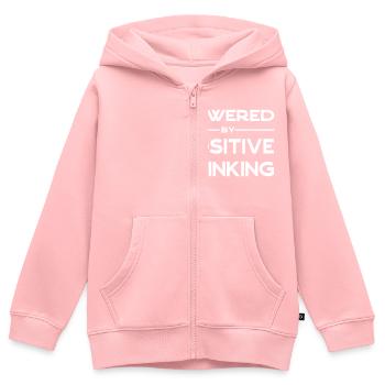 Powered by positive thinking - Sweat Premium à capuche zippé enfant bio - rose - Devant - AI Model Kid Female (0cm)