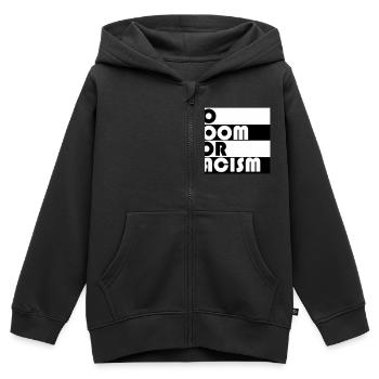 Kein Platz für Rassismus - Kinder Premium Organic Zip Hoodie - Schwarz - Vorne - AI Model Kid Male (0cm)