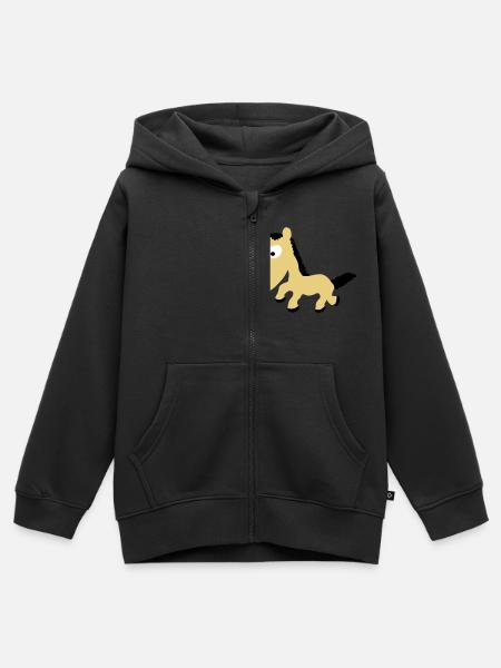 Pferd - Kinder Premium Organic Zip Hoodie - Schwarz