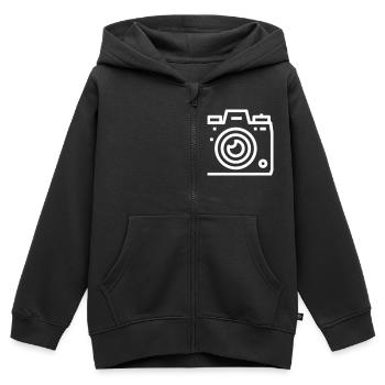 Camera Photo Picture Digital Camera Gift white - Kids Premium Organic Zip-up Hoodie - black - Front - AI Model Kid Male (0cm)