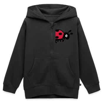 coccinelle coléoptère - Sweat Premium à capuche zippé enfant bio - noir - Devant - AI Model Kid Male (0cm)