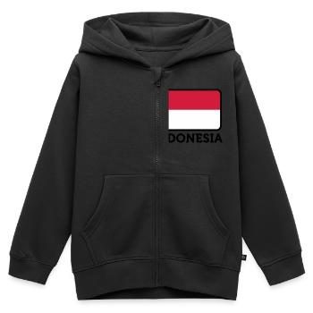 Drapeau national de l Indonésie - Sweat Premium à capuche zippé enfant bio - noir - Devant - AI Model Kid Male (0cm)