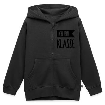 Ich bin 1 Klasse - Kinder Premium Organic Zip Hoodie - Schwarz - Vorne - AI Model Kid Male (0cm)