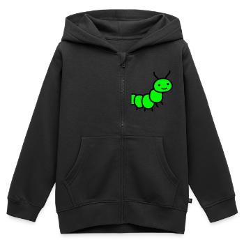 chenille - Sweat Premium à capuche zippé enfant bio - noir - Devant - AI Model Kid Male (0cm)