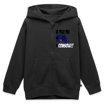 j'ai console - Sweat Premium à capuche zippé enfant bio - noir - Devant - AI Model Kid Male (0cm)