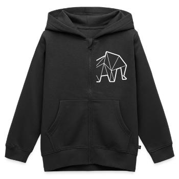 Origami: sanfter Riese (Elefant) - Sweat Premium à capuche zippé enfant bio - noir - Devant - AI Model Kid Male (0cm)