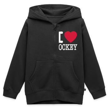 i love hockey / I heart hockey - Kinder Premium Organic Zip Hoodie - Schwarz - Vorne - AI Model Kid Male (0cm)